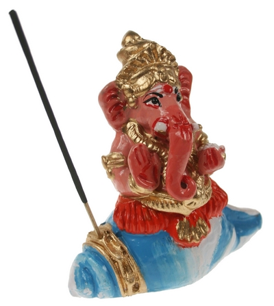 Ganesh middel liggend + geverfd - Schelp