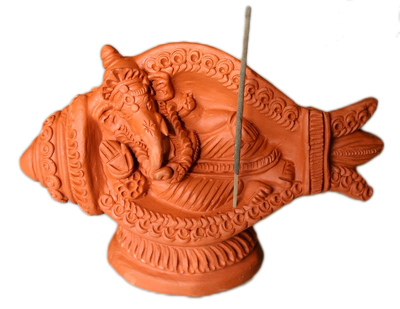 Ganesh wierookhouder in schelp