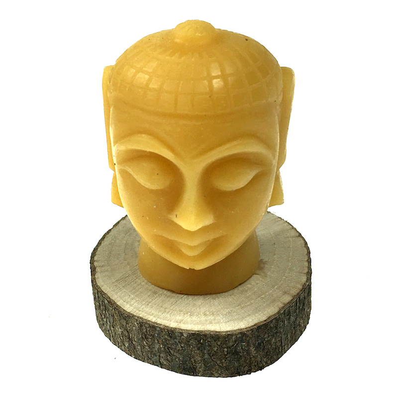 Boeddhahoofdje op hout klein