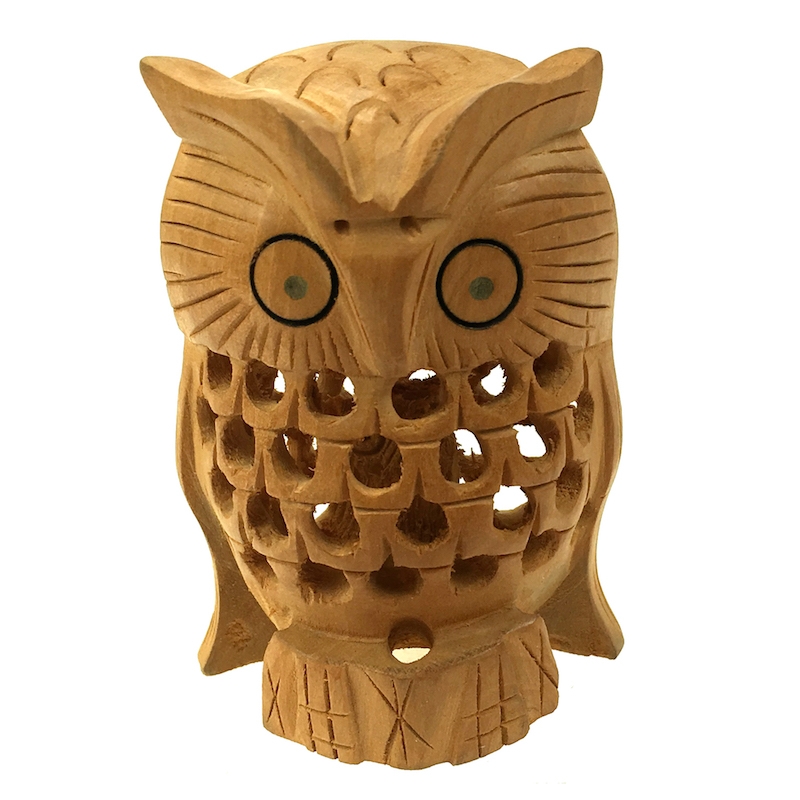 Uil in uil hout - licht - 3 inch