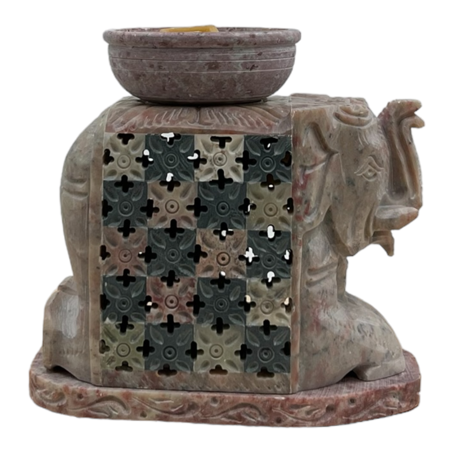 Aromalamp - speksteen - gekerfd (olifant) - Afbeelding 2