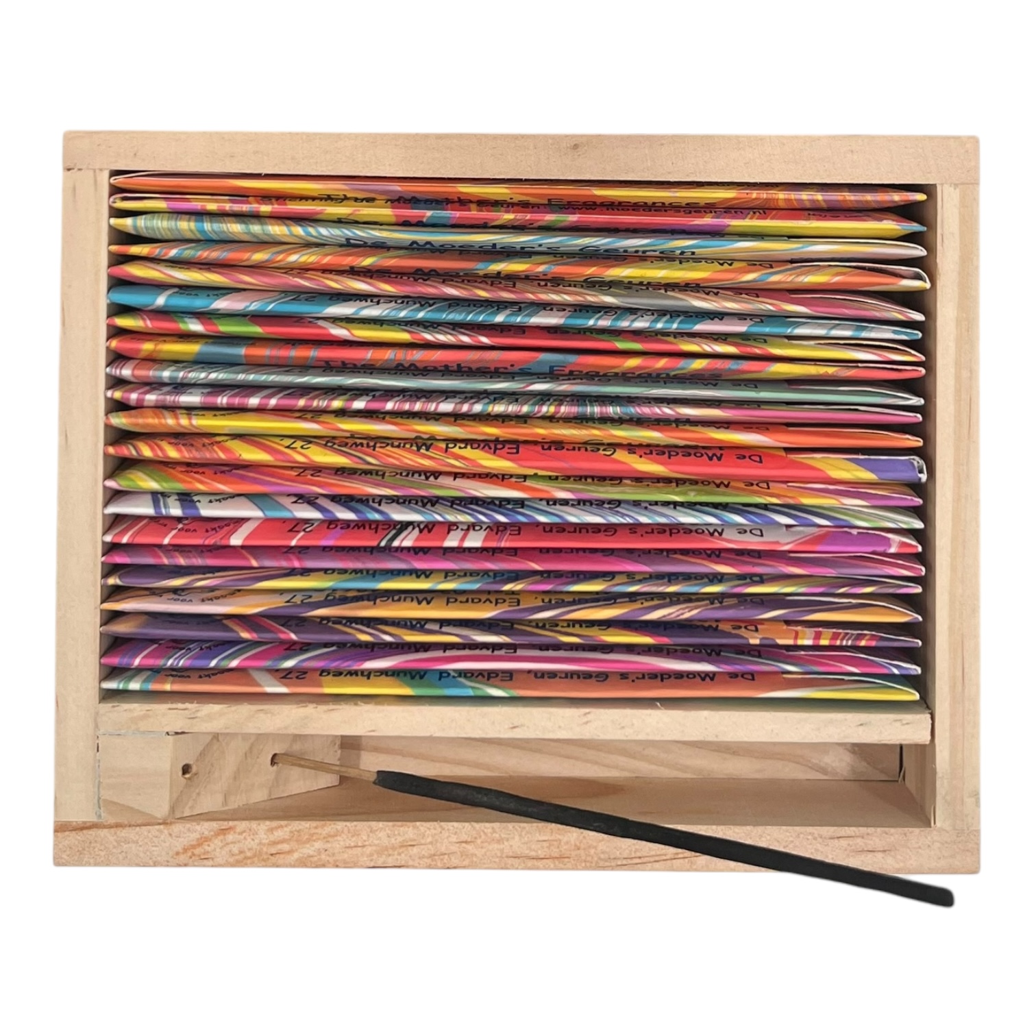 MF houten probeer doosje 21x4 stokjes + houder