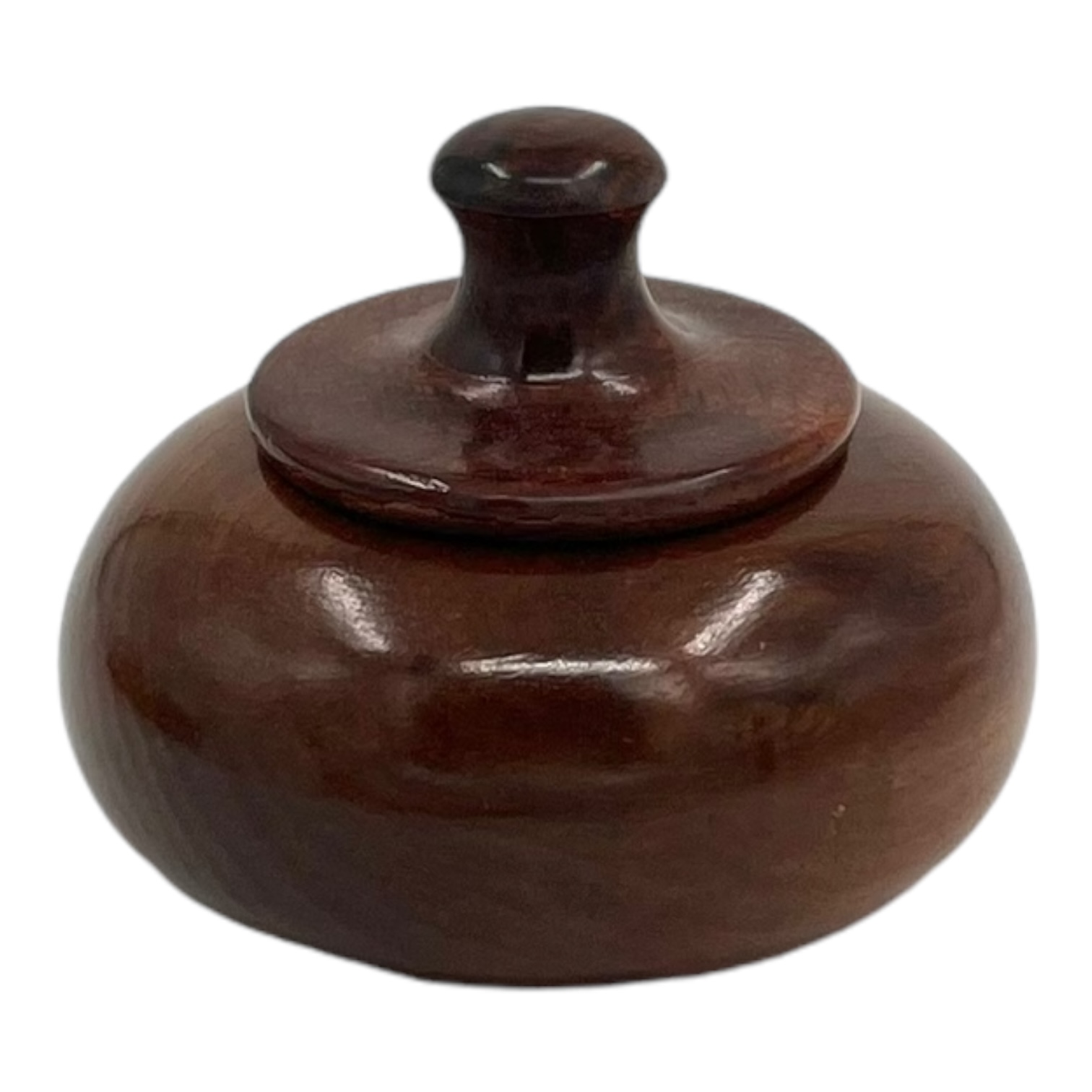 Houten pot discus vorm, 150 cc.
