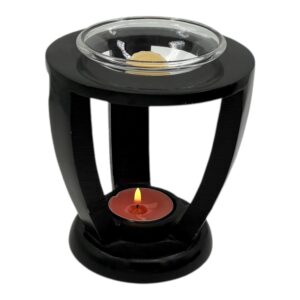 Aromalamp speksteen zwart 3 pilaren